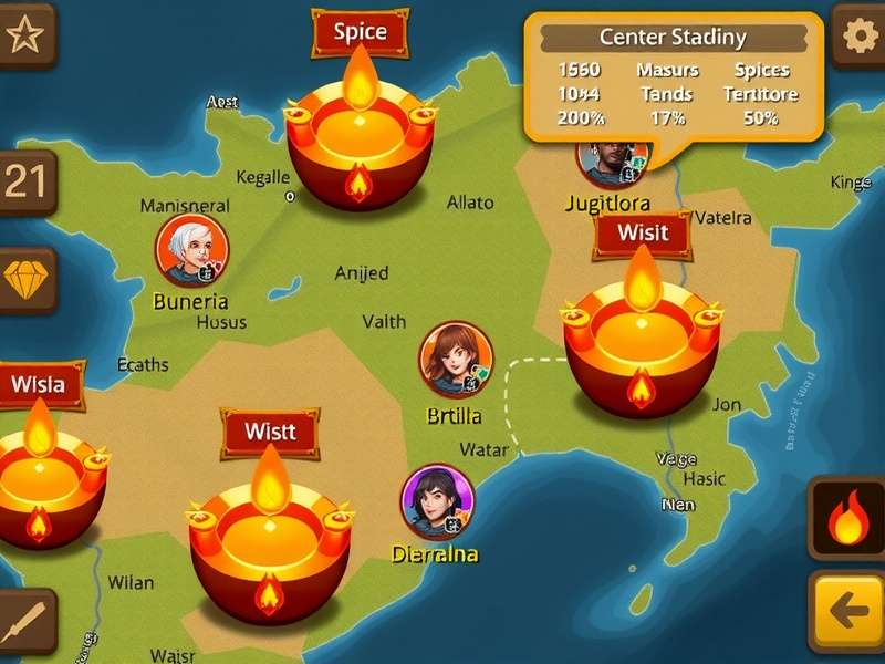 Spice Wars Coriander Clash strategy map showing player territories